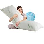 Shredded Memory Foam Body Pillow for Sleeping, Long Pillow with Cooling Bamboo Cover, 20 x 54 Large Bed Pillow for Adults