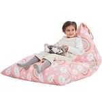 Nobildonna Stuffed Animal Storage Bean Bag Chair Cover Only for Kids and Adults, Extra Large Beanbag Without Filling Plush Toys Holder and Organizer- Premium Canvas 250L (Baby Pink)