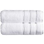 Christy Antalya Large Bath Towels | Set of 2 | 100% Turkish Cotton | 600GSM | Soft Plush Luxury Towel Set | 70cm x 125cm | Quick Dry | White