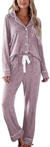 Senert Womens Long Sleeve Pajama Sets Fall Lounge Sets 2 Piece Button Down Soft Winter Pjs with Pocket