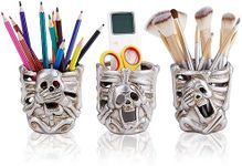 CXRYLZ 3pcs Skull Pen Pot Ornament,