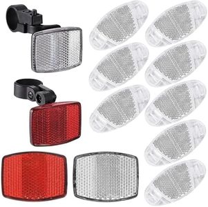 VICDUEKG Bike Front and Rear Reflectors Kit, 12 PCS Bicycle Light Wheel Spoke Reflectors Kit, Cycling Accessories Bike Safety Warning Reflectors for Handlebar and Night Cycling (White)