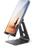 Adjustable Cell Phone Stand - Lamicall Desktop Phone Holder, Aluminum Anti-Slip Mobile Phone Base Dock Desk, Compatible with iPhone, Samsung Galaxy Note, Office Accessories, 4-8" Smartphone - Black