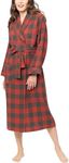 PajamaGram Long Bathrobe For Women - Flannel Robe Women, Buffalo Plaid, MD-LG