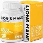 NEW! Cellugreen Organic Lion's Mane Capsules, 6500mg – Highest Strength! Supports Cognitive & Immune Health, Vegan, Non-GMO, 120 Capsules.