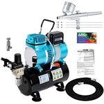 Master Airbrush Model G222 Dual-Action Airbrush Pro Set with ABD TC-20T Tank Compressor by Master Airbrush