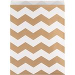 Creative Converting 10 Count Paper Treat Bags with Chevron Pattern, Large, Kraft Brown