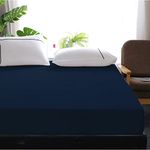 Cloth Fusion Waterproof Cotton Feel Terry Mattress Protector Single Bed (72"x36" Inch|6X3 Feet,Navy)