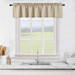 Fashionwu Valance Curtains Waterproof Short Window Curtains Waffle Weave Cafe Curtain Kitchen Valances Treatment Semi Sheer Curtain Valance for Bathroom Bedroom Nursery, 60" W x 15" L, Beige