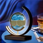 BVJKHQ 3D Hourglass Deep Sea Sandscape, Moving Sand Art Pictures Round Frame Sandscapes with Light, Sand Art Liquid Motion Living Room Bedroom Table Lamp Decoration, Gift for Friends Lovers