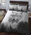 eirene threadz Ellephant & Cat & Unicorn Printed Polycotton Duvet Cover Sets with Pillow Cases Bedding Sets (Double, Wolf)