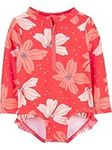 Simple Joys by Carter's Girls' 1-Piece Zip Rashguard, Pink Floral, 6-9 Months