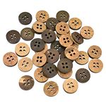 Embroiderymaterial Coconut Shell 4 Holes Round Buttons for Sewing, Craft and Embroidery (72 Pieces, 1.2CM)