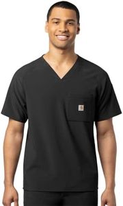 CARHARTT Men's Micro Ripstop Chest Pocket Scrub Top, Black, Large