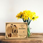 GFTBX Personalized Wedding Anniversary Date calendar Gifts For Couple - Wooden Photo Frame (16x12 Inches, Brown)