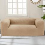 Homguava Giant Bean Bag Chair Sofa,Oversized Bean Bag Couch,Memory Foam Filled Floor Loveseat with Soft Sherpa Teddy Cover and Wide Armrests for Adults in Living Room,Bedroom,Apartment (Khaki)