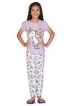 TotzTouch Girls Pajama Set Tshirt | Pant Night Dress Premium Cotton Sleepwear Pack of 1 Cute Purple, Pink, Blue Color Unicorn, Mermaid, Owl Prints(Sizes 5 to 6 Years Kids)