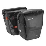 Ibera Bike Bag Panniers for Bicycles 30L (Pair) Waterproof -Bike Panniers PakRak Clip-On Quick-Release - Bike Saddle Bags for Rear Rack with Rain Cover - Pannier Fits Most Bicycle Racks (Black)