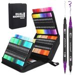 Funnasting Dual Tip Brush Pens, 120 Colors Felt Tip Pens, Colouring Pens for adults with Canvas Bag for Adult Coloring Books Drawing Sketching Bullet Journal Calligraphy