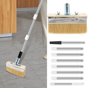Deck Stain Brush with Long Handle 67inch Stainless Steel Extension Pole Deck Stain Applicator Multipurpose Deck Paint Brush for Painting Wood Deck Fence Door (Style 02)