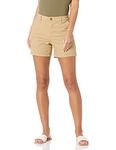 Amazon Essentials Women's Mid-Rise Slim-Fit 5 Inch Inseam Khaki Short (Available in Straight and Curvy Fits), Khaki Brown, 12