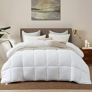 Dorrin Nessin Down Alternative Cal King 108x98 Comforter All Season Duvet Insert-Ultra Soft Double Brushed Microfiber Quilt Cover, Box Stitched with Corner Tabs (California King, White)