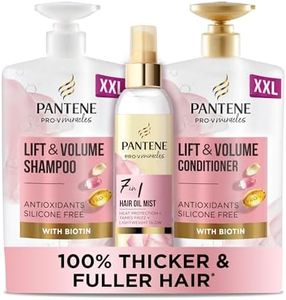 Pantene Lift and Volume Shampoo and Conditioner Set with hair oil, heat protection spray, silicone free thickening shampoo, hair thickening products