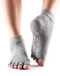 Toesox Unisex's Half Toe Ankle Grip Socks, Heather Grey, L