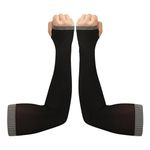 Tomorrow UV Protection Arm Sleeves for Men - Cotton Bamboo Blend, SPF 50+, Anti-Microbial, Breathable, Easy-to-Wear - Multipurpose Hand Gloves for Bike Ride - Stay Fresh and Protected (Black)