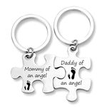 ShiQiao Spl Sympathy Gifts for Women Men Miscarriage Memorial Gifts for Mummy Daddy Baby Loss Gifts for Parents Matching Keyrings for Her Him 2 Pcs