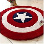 YWJFASHION Carpet Large Non Slip Area Rug Round Rug For Living Room Bedroom Rugs Floor Mat Cartoon Round Carpet Captain America Shield Carpets - Washable Rug (Tamaño : 100x100cm)