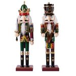 THE TWIDDLERS - 2 Wooden Christmas Nutcracker Soldiers, 30cm / 12" in Festive Colours, Premium Pine Wood, Traditional Christmas Decorations Indoor Classic Xmas Decorations Ornaments & Moving Parts