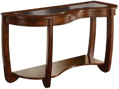 Furniture of America Byrnee Sofa Table with 5mm Beveled Glass Top Dark Cherry Finish