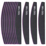 Nail Files, Professional Nail Files,12PCS 100/180 Grit Double-Sided Emery Board Nail File Set, Washable Nail Files Tools for Manicure (Black)