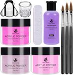 MAGIC ARMOR Acrylic Nail Kit Acrylic Powder 3 Colors and Liquid Set with Acrylic Nail Brush tips Professional Liquid Monomer Acrylic Nail Kit Acrylic Powder Nail Extension Kit for Beginners