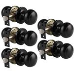 Probrico Black Passage Door Knobs, Stainless Steel Interior Door Knobs, Keyless Door Knobs for Hallway, 5 Pack