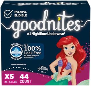 Goodnites Girls' Nighttime Bedwetting Underwear, Size Extra Small (28-43 lbs), 44 Ct (2 Packs of 22), Packaging May Vary