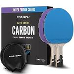 PRO SPIN Ping Pong Paddles - Limited Edition Violet & Blue 2-Pack | Premium Table Tennis Rackets with Carbon Fibre | Elite Series | 7-Ply Blade, Premium Rubber, 2.0mm Sponge | 2 Rubber Protector Cases