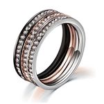 Aienid Channel Set Promise Ring for Girl Stacking Ring Set Women Silver Eternity Band White CZ Size J 1/2