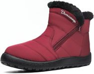 Vunavueya Women's Winter Boots, Warm Lined Winter Shoes, Snow Boots, Winter Slip-On Boots, Short Shaft Boots, Shoes, Size 35-42, red, 9.5 AU