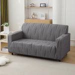 HOKIPO 200gsm Knitting Jacquard Sofa Cover 2 Seater Fully Covered, Porpoise Grey (AR-5308-GRY)