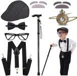 Aimeiar Kids 100 Days of School Costume for Boys - Halloween Old Man Costume Hat Glasses and Grandpa Vest Set for Child