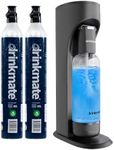 Drinkmate OmniFizz Sparkling Water and Soda Maker, Carbonates Any Drink Not Just Water, Fizzy Drink Maker, Water Carbonator, Sparkling Water Machine, x2 CO2 Cylinders Included, Matt Black