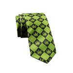 Crazy Dog T-Shirts Marijuana Argyle Necktie Men's Novelty Neckties Weed Tie Funny Neckties for Men, Green, One size