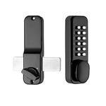 HBSGS Keyless Entry Door Locks with Keypads Deadbolt, Mechanical Combination Latch Door Lock with Door Knob, Waterproof Smart Deadbolt Lock, Digital Code Gate Front Door Lock Set with Handle (Black)