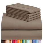 LuxClub 6 PC King Sheet Set, Breathable Luxury Bed Sheets, Deep Pockets 18" Wrinkle Free Cooling Bed Sheets Machine Washable Hotel Bedding Silky Soft - Dark Khaki King