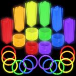 Play22 Glow sticks 300 Pack - 8 inch Ultra Bright glow sticks bulk mixed colors - 300 Glowsticks and 300 Connectors for glow bracelets, glow stick necklaces (Total 600 pieces) - great for neon party, weddings, concerts, Enjoyable for adults and kids - Great gift for boys and girls - Original by Play22