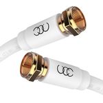 White RG6 Coaxial Cable Connectors Set 10 FT, Quad Shielded Coax TV Cable Wire, in-Wall Rated-Digital Audio Video Satellite Cable Extension, Gold Plated Compression Connectors - White,10 Feet