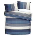 Fusion - Betley - Classic Wide Stripe Duvet Cover Set -3 pieces, Double Bed Size in Blue