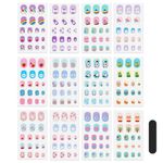 JSRQT 12 Sheets Nail Polish Stickers for Kids, Self Adhesive Cartoon Gel Nail Art Stickers Decals, Full Wraps Nail Strips with Nail File for DIY Nail Party